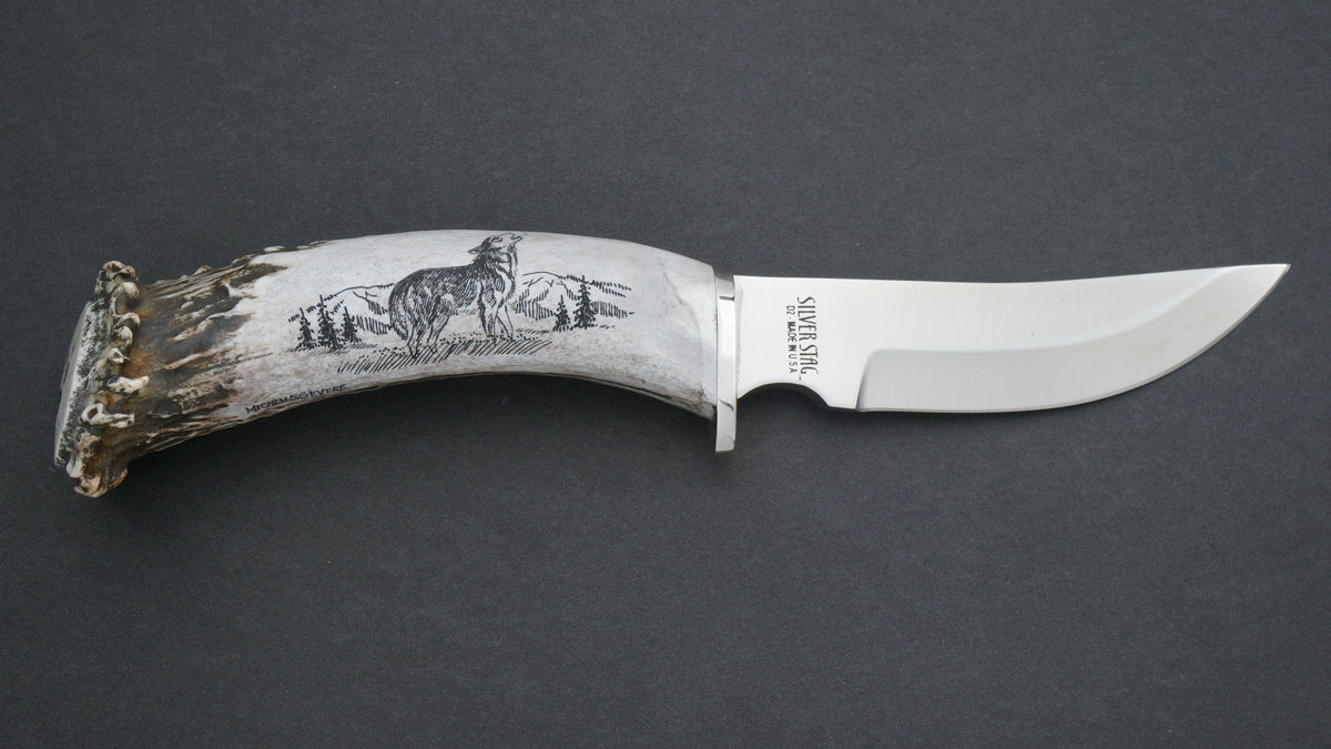 Timberwolf Neck Knife  Sandra Brady Art - Scrimshaw